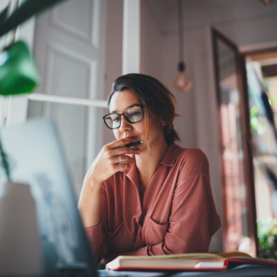 Woman using laptop